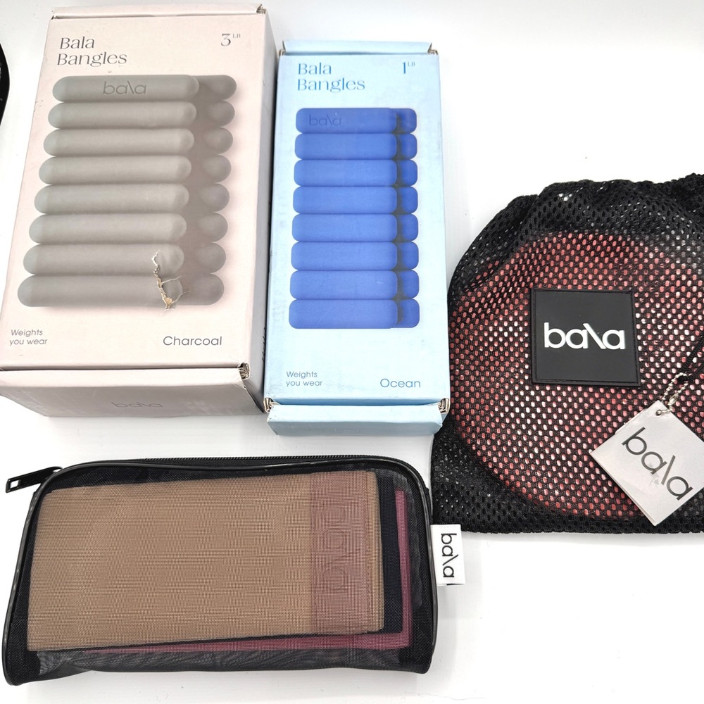NEW Bala BUNDLE 2 Pairs Bangles (1Lb. & 3Lb.), Fabric Resistance Bands, Sliders - Picture 3 of 16